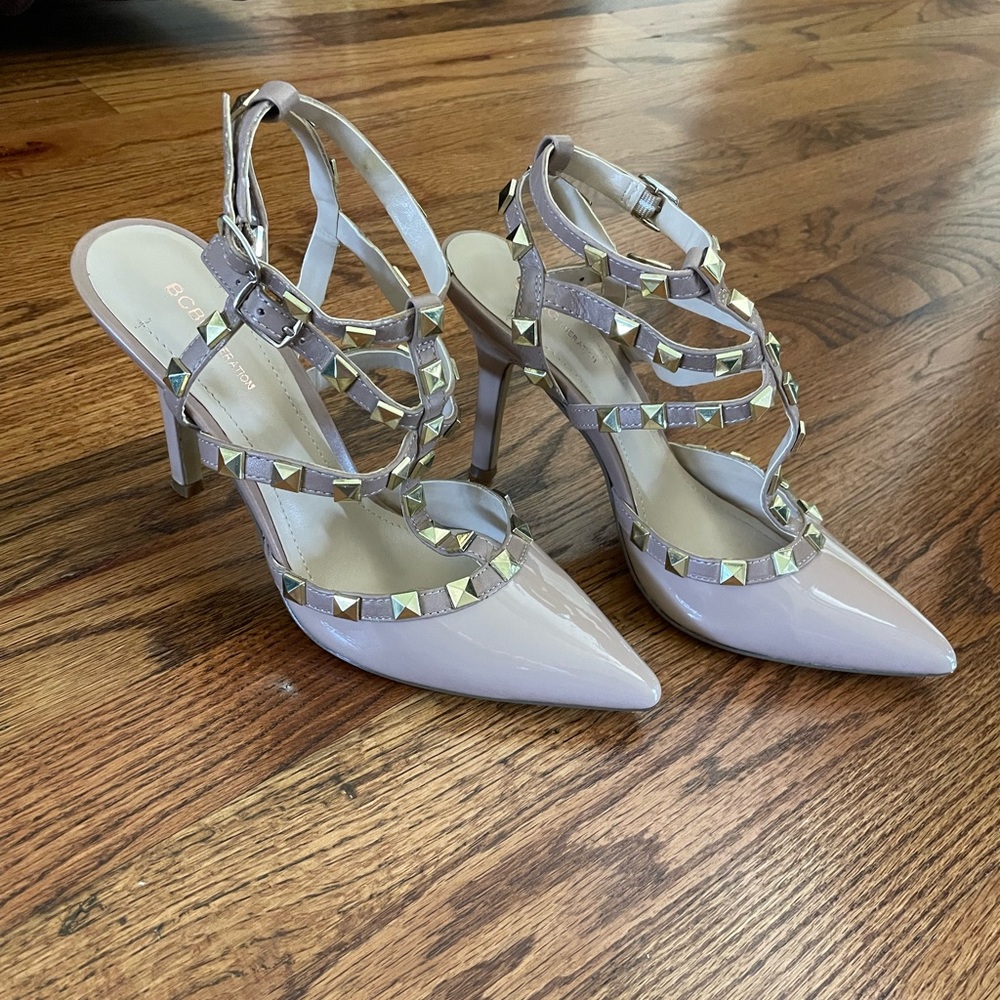 BCBGeneration nude heels with gold studs